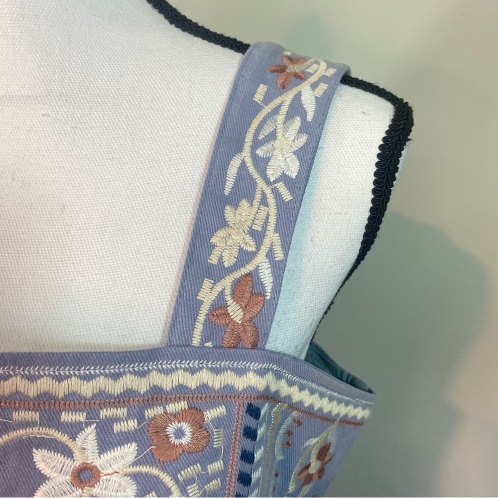 jacquie the label Floral Embroidered Blue Top Mini Skirt 2 piece set large NWT - Picture 14 of 17